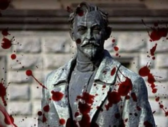 Хотя бы спросили святого русского Князя, желает ли он соревноваться в чести с людоедом-русофобом