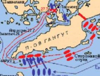 Русский флот одержал первую морскую победу над шведами при мысе Гангут